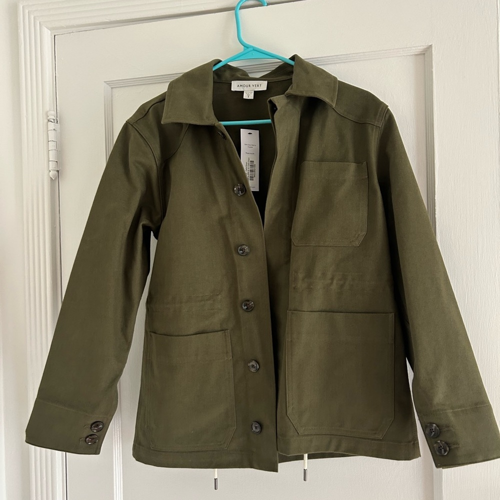 Olive Green Chore Jacket by Amour Avery NWT